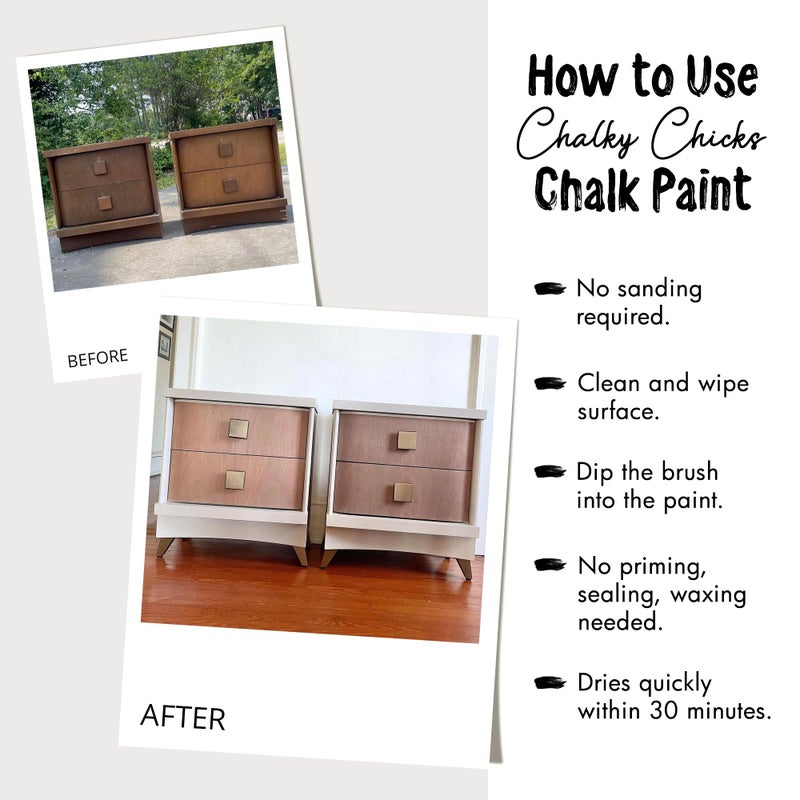 Chalky Chicks All-in-One Chalk Paint for Furniture or Cabinet - 32 Fl Oz - Matte Finish Rain Drop (Light Blue) for Metal, Wood Furniture Paint - No Sanding All-in-One for Home Decor & Crafts, USA Made - Image 5